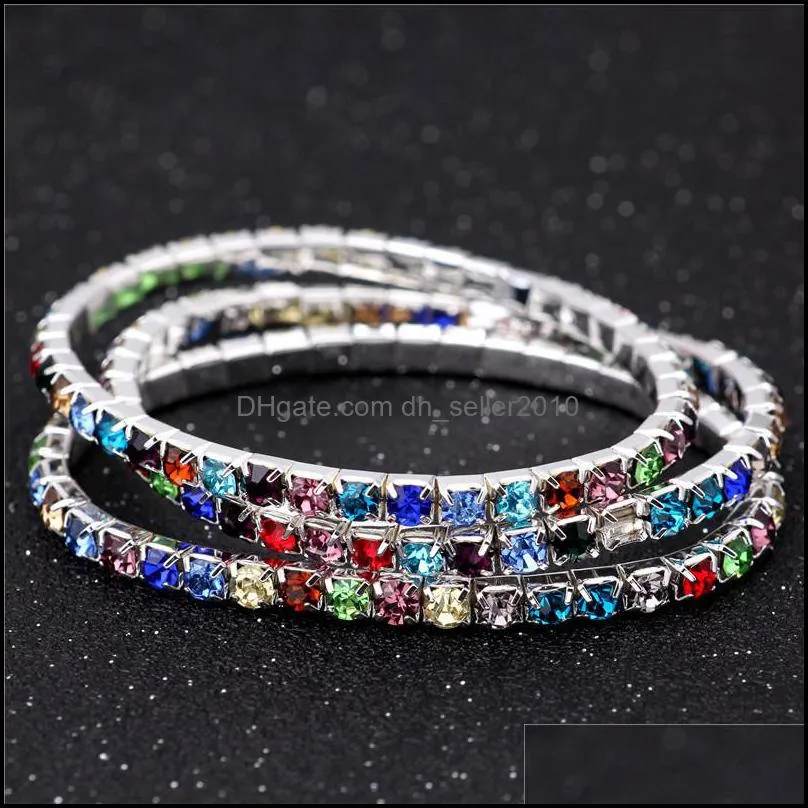 Tennis Fashion Rhinestone Stretch Bracelet Bangle Bridal Wristband Wedding Gifts Crystal Shining Bangles 1247 Q2