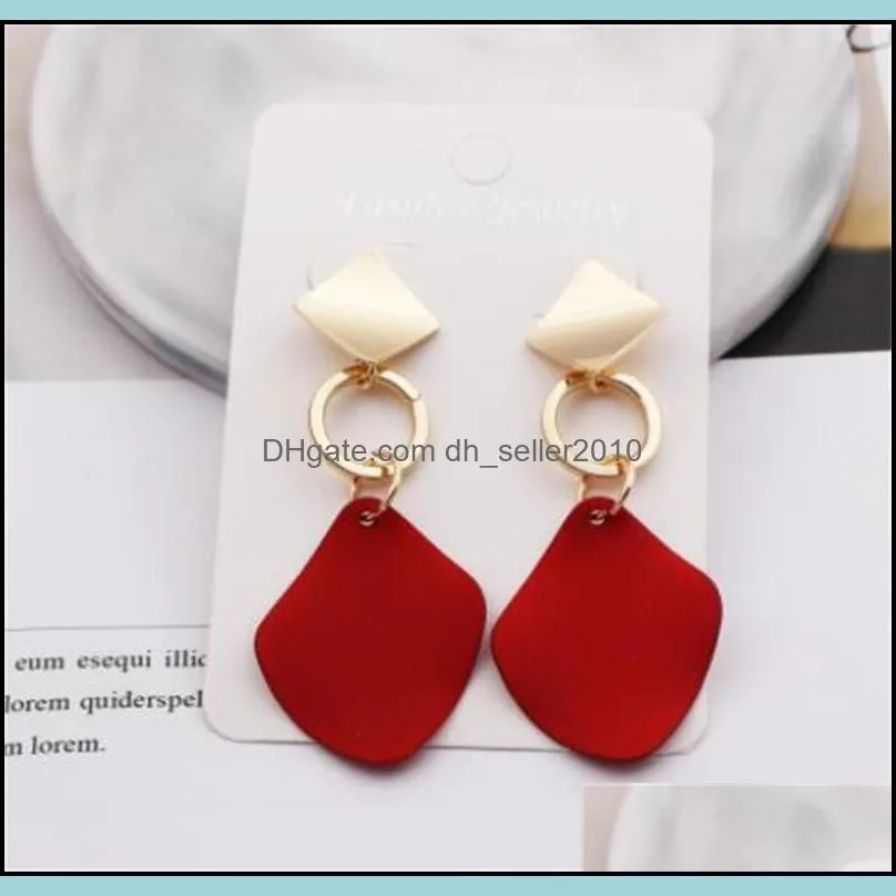New Fashion Statement Earrings Green White Red Geometric Drop Earrings for Women Punk Metal Earring Trendy Jewelry Elegant 5603 Q2