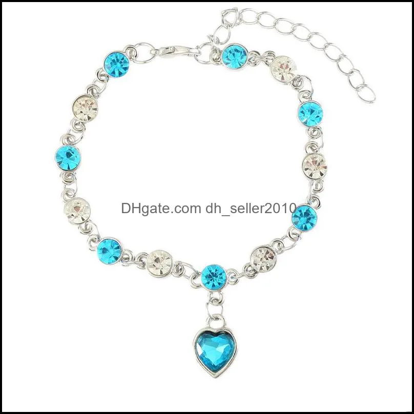 Jewellery Accessories Heart Of The Sea Bracelet Zircon Crystal Peach Hearts Flash Drill Alloy Chain Bracelets Fashion Ornaments Female 2 8mq