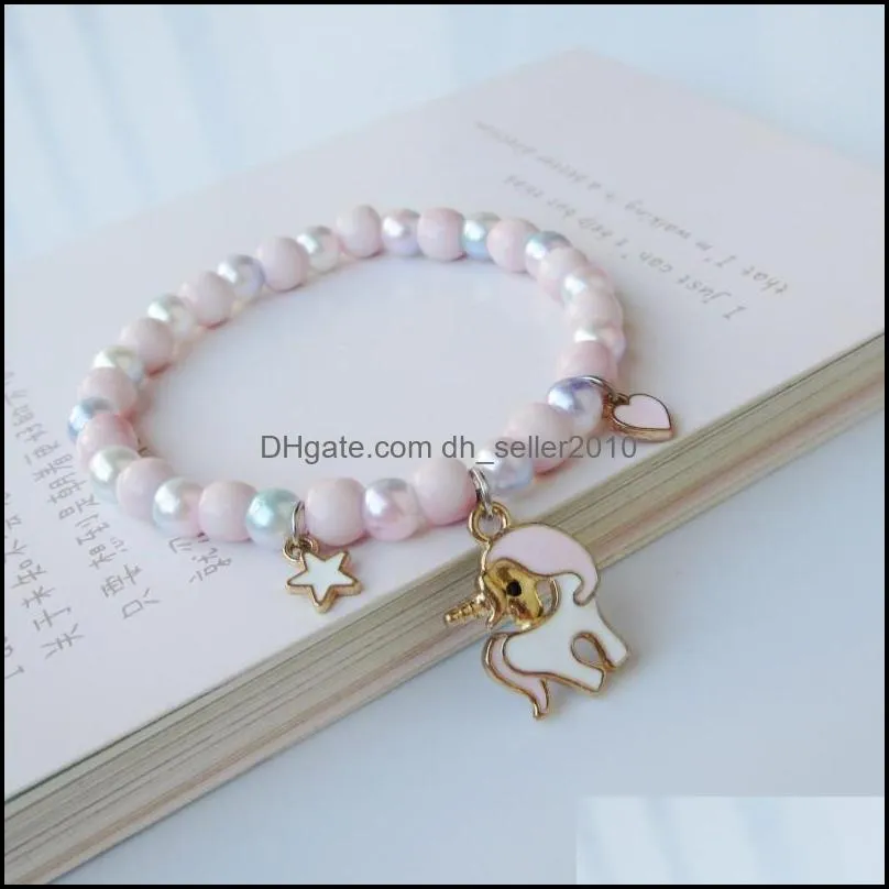 Cute Popcorn beads Bracelet Friendship Glass Bracelets For Girls Star Moon Cloud Flower Jewelry Accessories Wholesale 5630 Q2