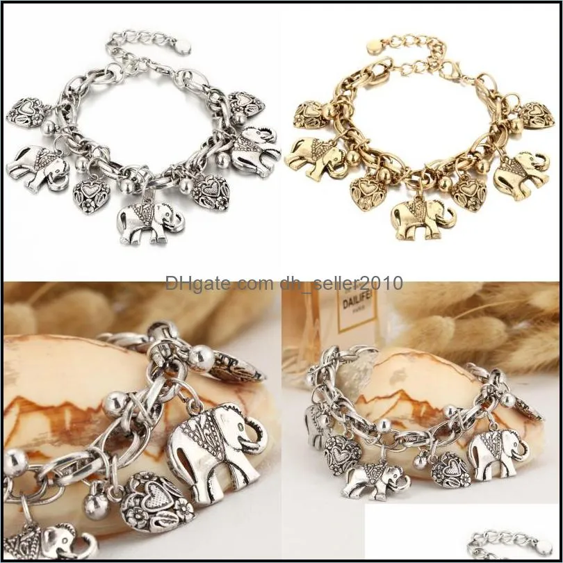 Fashion Retro Anklet Accessories Carved Elephant Ankle Chain Peach Heart Alloy Anklets Bracelets Hand Jewelry Ornaments 3 19hs Y2