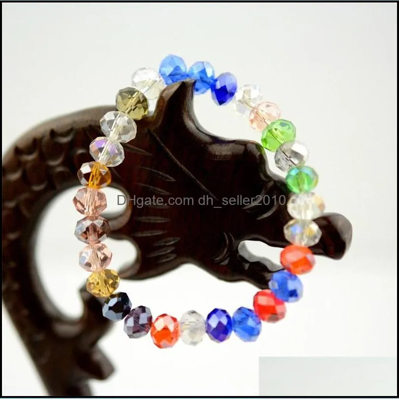 8mm Artificial Crystal Beads Bracelet Women Fashion Jewelry Chain Polychromatic Gift Wrap Bright Simple Style 1 1lg F2B