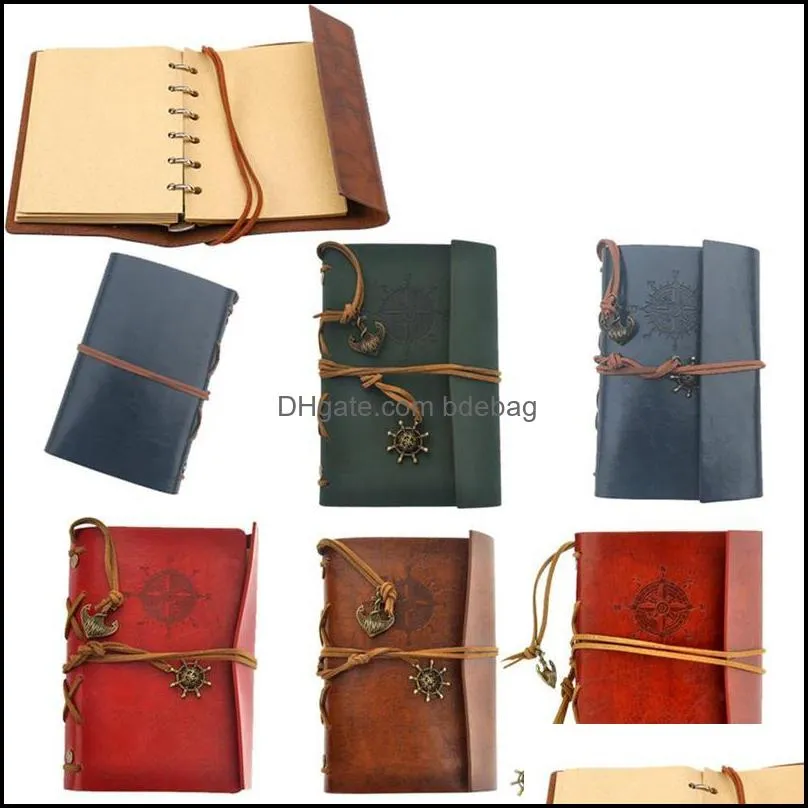 Retro Vintage Leather Cover Pirate Diary Notebook Blank Diary Pirate Design Paper Notebook Replaceable Traveler Flyer Notepad