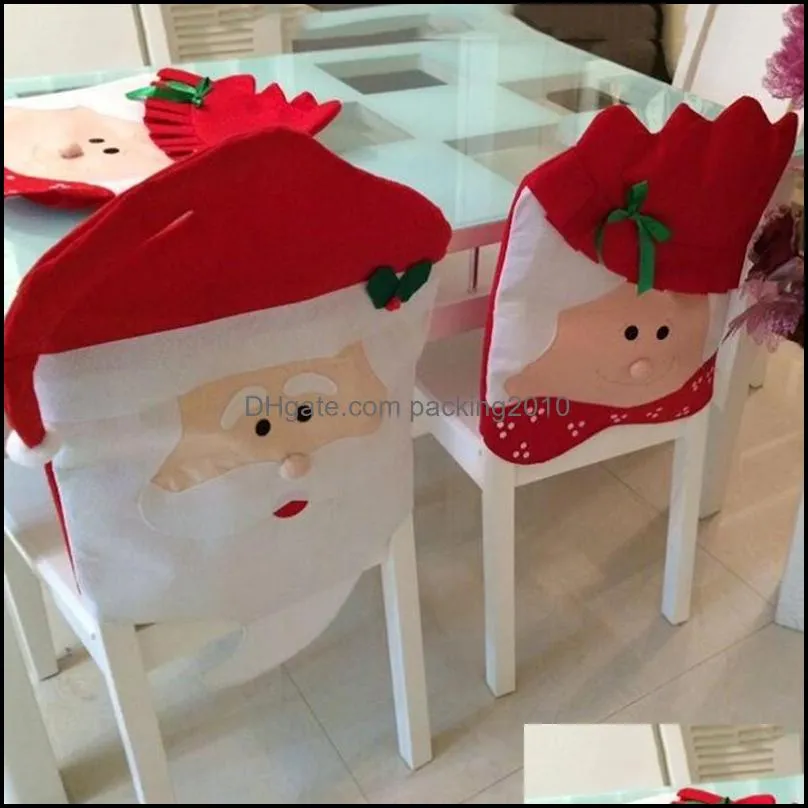 Christmas Chair Covers Santa Claus Chair Back Cover Christmas Dinner Table Decoration New Year Party Supplies Xmas Ornament