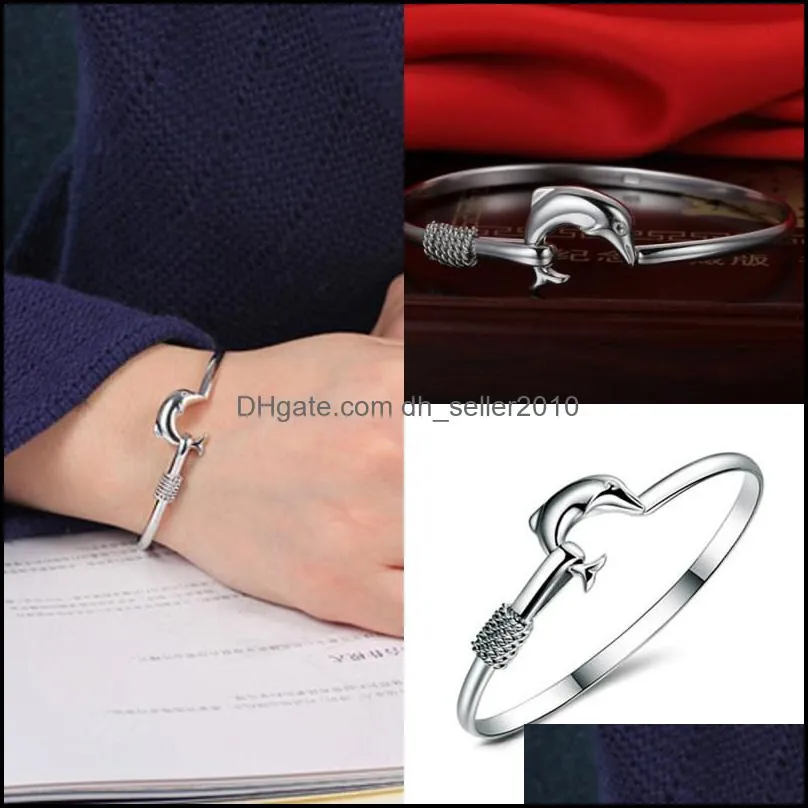 Silver Plating Women Bangle Jewelry  Shaped Female Fashion Bracelets Noble Mesh Bangles Ornaments Valentine Day 2 4ms J2B