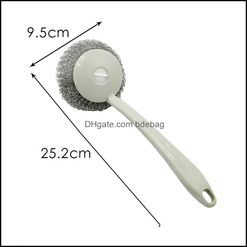 Metal Mesh Stainless Steel Wool Ball Cleaning Brush Kitchen Hanging Strong brush with long handle Pot Brush Magic Cleaner