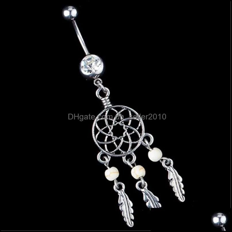 Humans Body Steel Belly Ring Bead Inlaid Diamond Puncture The Human Bodys Navel buckle Fashion Hollow Out Technology 2 4dl B3