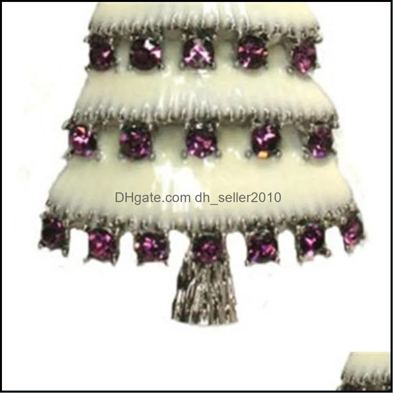 Christmas Tree Enamel Brooches For Women Men Inlaid Colorful Crystal Rhinestone Brooch Pins 1372 D3