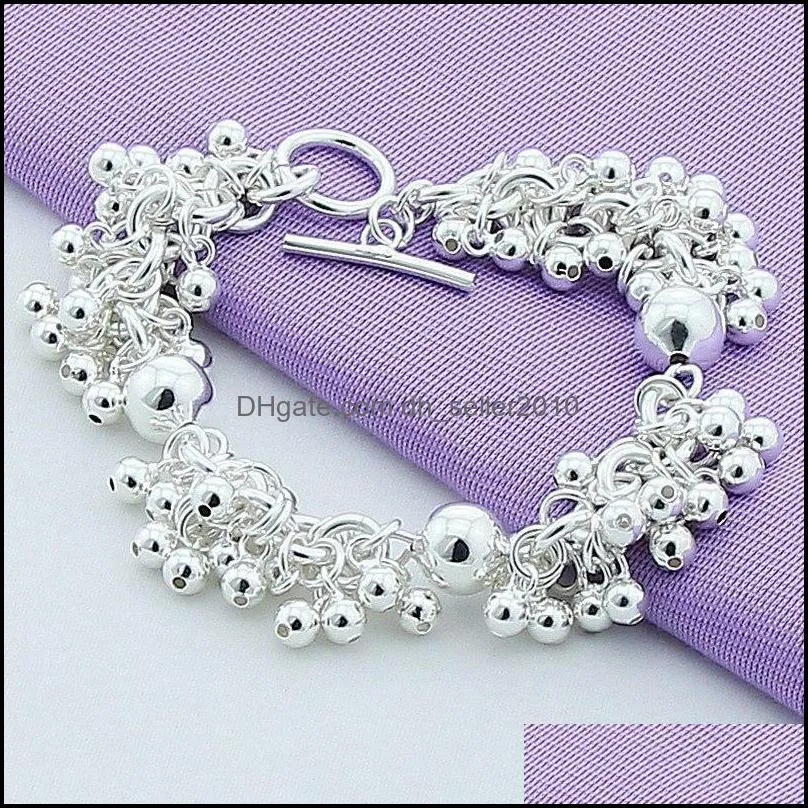 Chain 925 Sterling Silver Grapes More Beads Charm Bracelets Jewelry For Fashion Women Wedding Engagement Gift 1223 T2