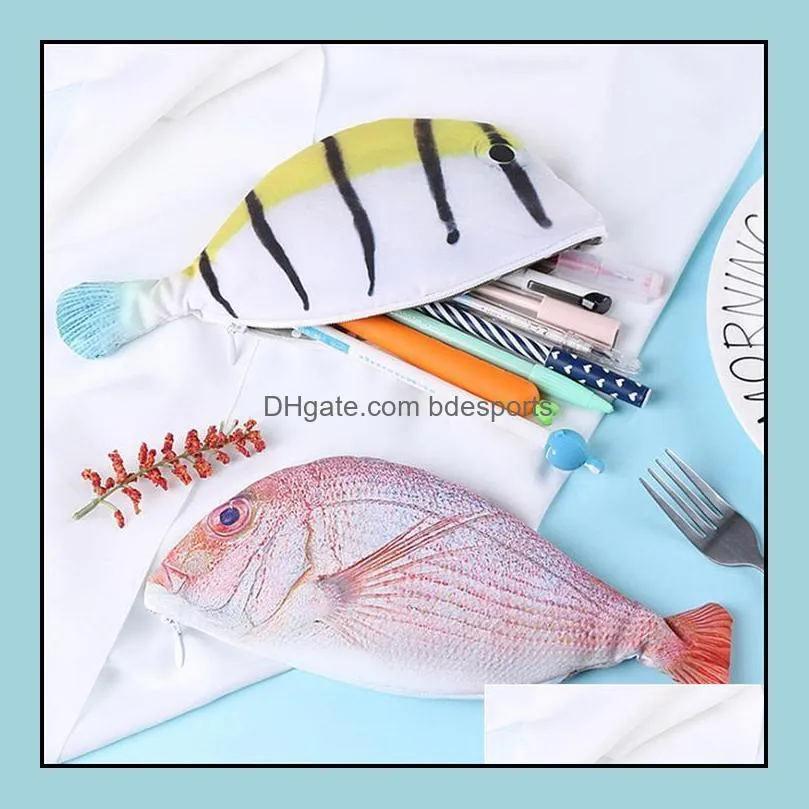 Super Imitation Sea Fish Pencil Case Kids Statonery Pencilcase Pen Bag Novelty Gifts Creative Fabric Pen Case School Supplies