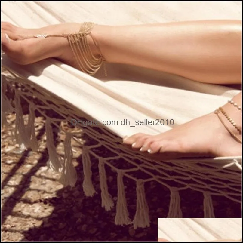 Multi Storey Gold Tassels Anklets Vintage Women Girls Sandy Beach Ankle Bracelet Shoes Foot Jewelry