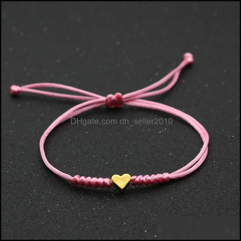 Gold Silver Love Heart Charm Bracelet Women Men Lovers` Wish Good Lucky Red String Braided Adjustable Couple Bracelets Jewelry 2247 Q2