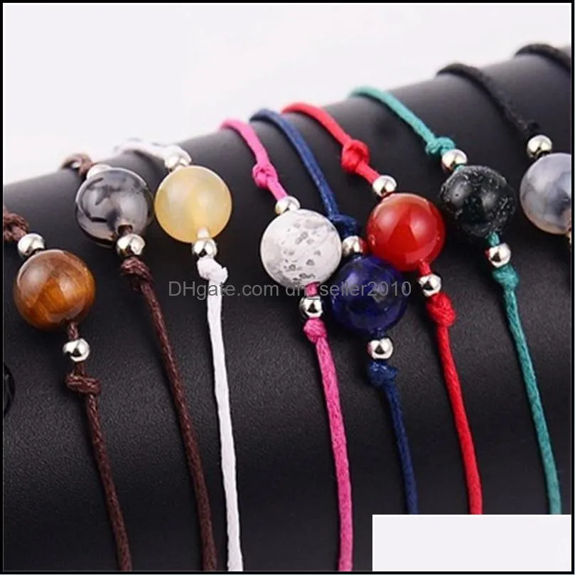 12pcs/Sets Natural Stone Handmade Woven Charms Bracelets Bangles for Women Adjustable Rope Wristband Jewelry Children Birthday Gift 3636