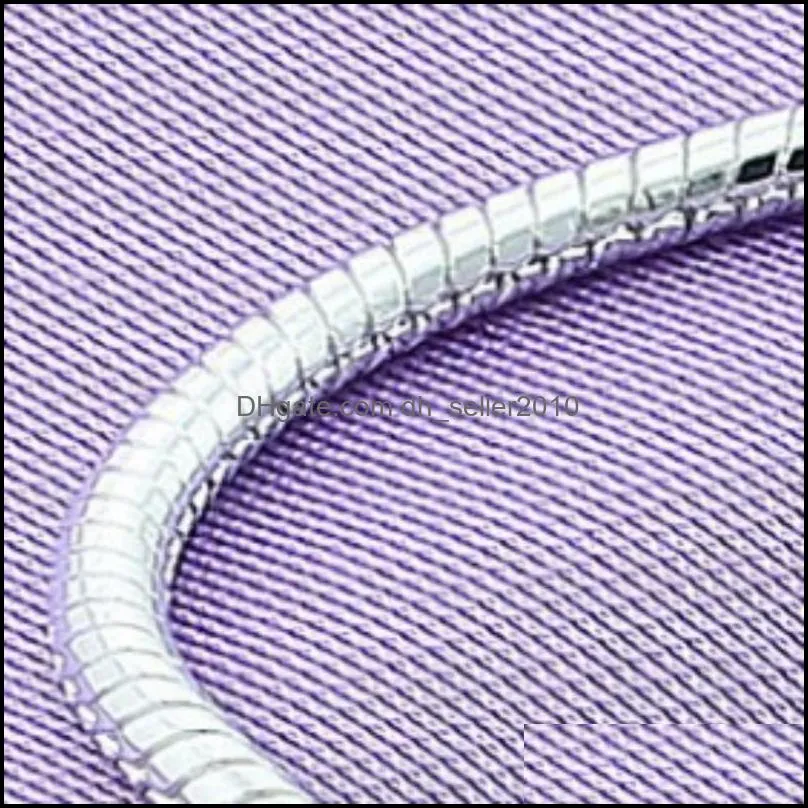 925 Sterling Silver Lobster Clasp 4mm 20cm Snake Chain Bracelet Fit European Charm Women Wedding Engagement Jewelry 1286 T2
