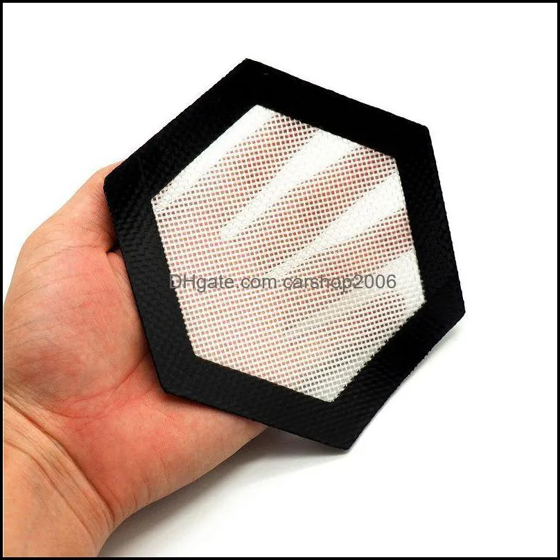 Food Grade Reusable Non Stick Concentrate Bho Wax Slick Oil Hexagon Shape Heat Resistant Fibreglass 5 Inch Silicone Baking Mat