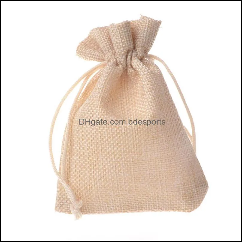 Mini Pouch Jute Bag Linen Hemp Small Drawstring Storage Bags Ring Necklace Jewelry Pouches Wedding Favors Gift Packaging