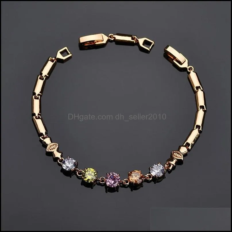 18K Gold Plated Sparkling 3A Cubic Zircon CZ Bracelet for Womens Gold Silver Chain Bracelet Jewelry for Party Wedding 3630 Q2
