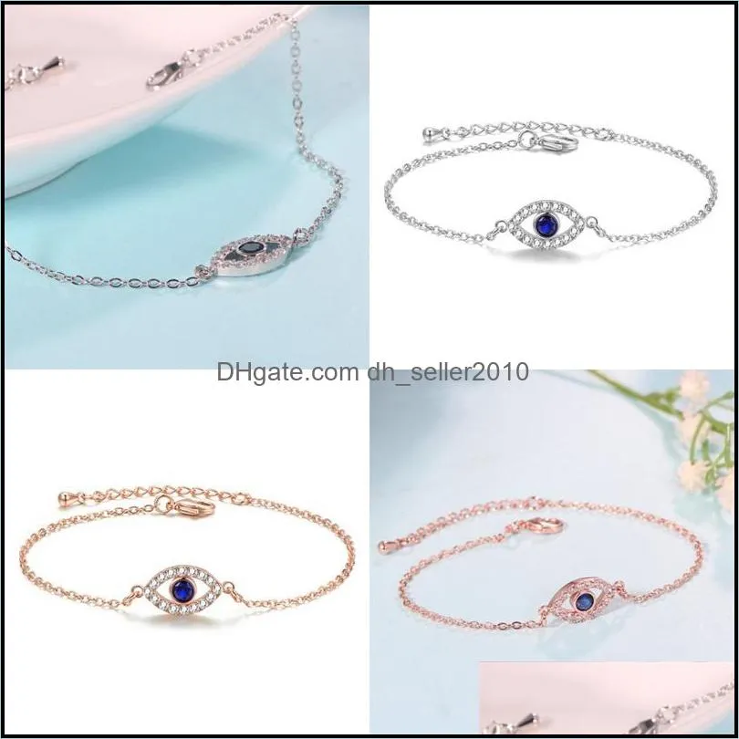 Fashion Vintage Evil Eye Charm Bracelet Crystal Zircon Chain Link Bracelets Bangles for Women Girls Statement Jewelry Gift 29 N2