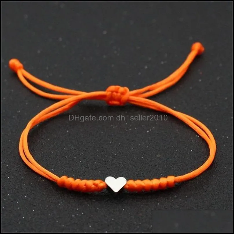 7Gold Silver Love Heart Charm Bracelet Women Men Lovers` Wish Good Lucky Red String Braided Adjustable Couple Bracelets 437 Z2