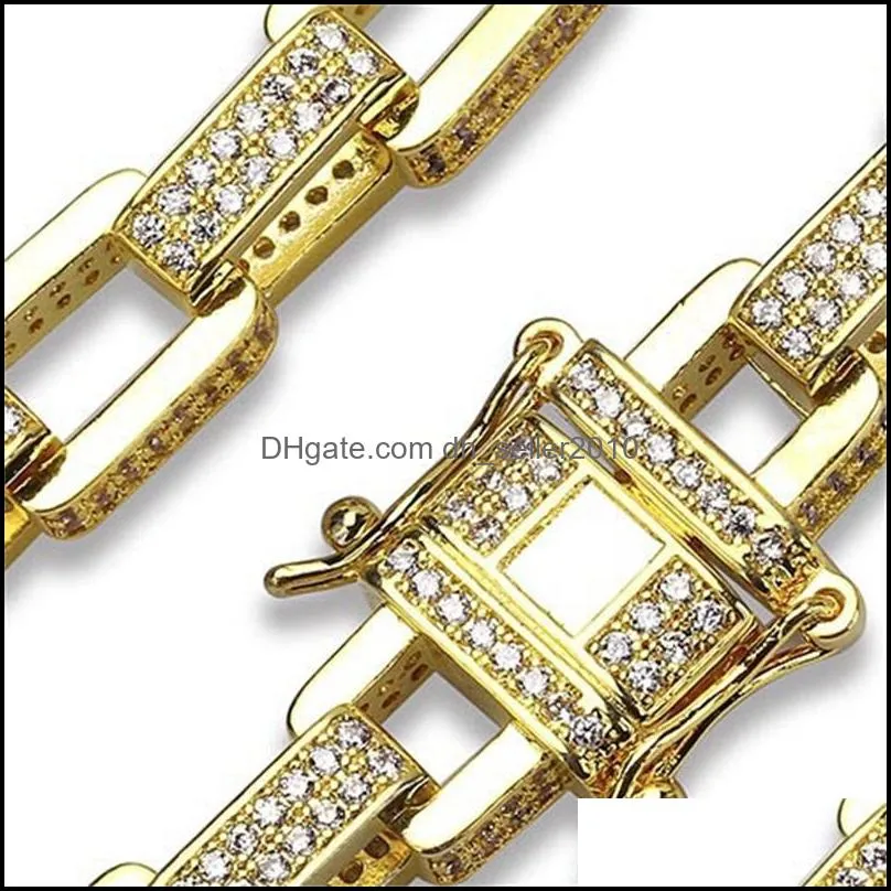 18K Gold Plated Chain Bracelets Trendy Fashion Men Women Luxury Bling Zircon Bracelets Exquisite Hip Hop Bracelets 3487 Q2