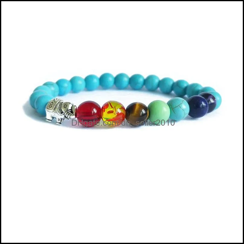 Natural Stone Beaded Strands Bracelet Turquoise Chakra Colorful Healing Crystals Beads For Jewelry Making Woman Man Yoga 2 3xq K2B