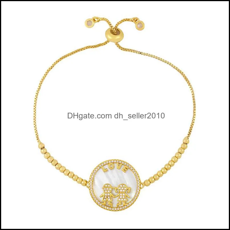 Charming Women Bracelet Yellow Gold Plated CZ LOVE BOY AND GIRL Bracelet for Girls Women Nice Gift for Friend 3730 Q2