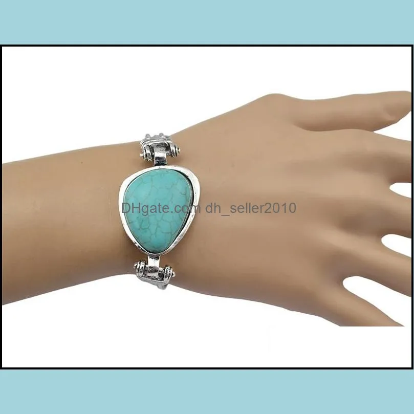 Fashion Bracelet Turquoise Popular Retro Hand Jewelry Women Man Chain Bracelets Vintage Silver Plated Bangle Party 8 4rq K2B