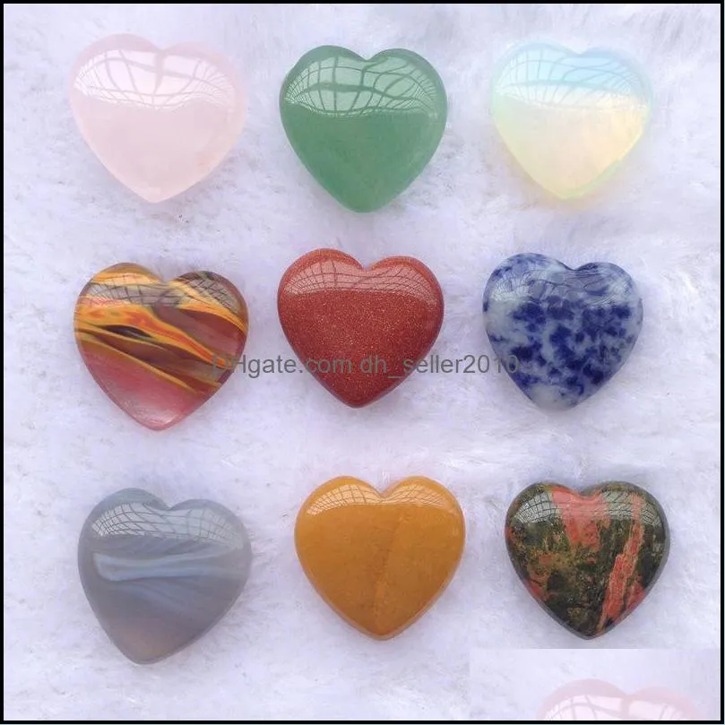 Love Heart Shaped Natural Stone Healing Crystals Stones Valentine Day Ornaments Multi Colour Jewelry Non Porous 1 7wt K2B