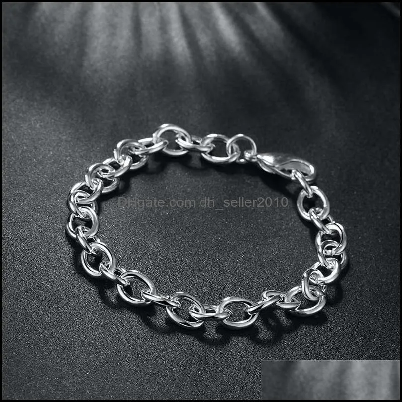 925 Sterling Silver 8-Inch Basic Chain Bracelet For Woman Charm Wedding Engagement Fashion Party Jewelry 1277 T2