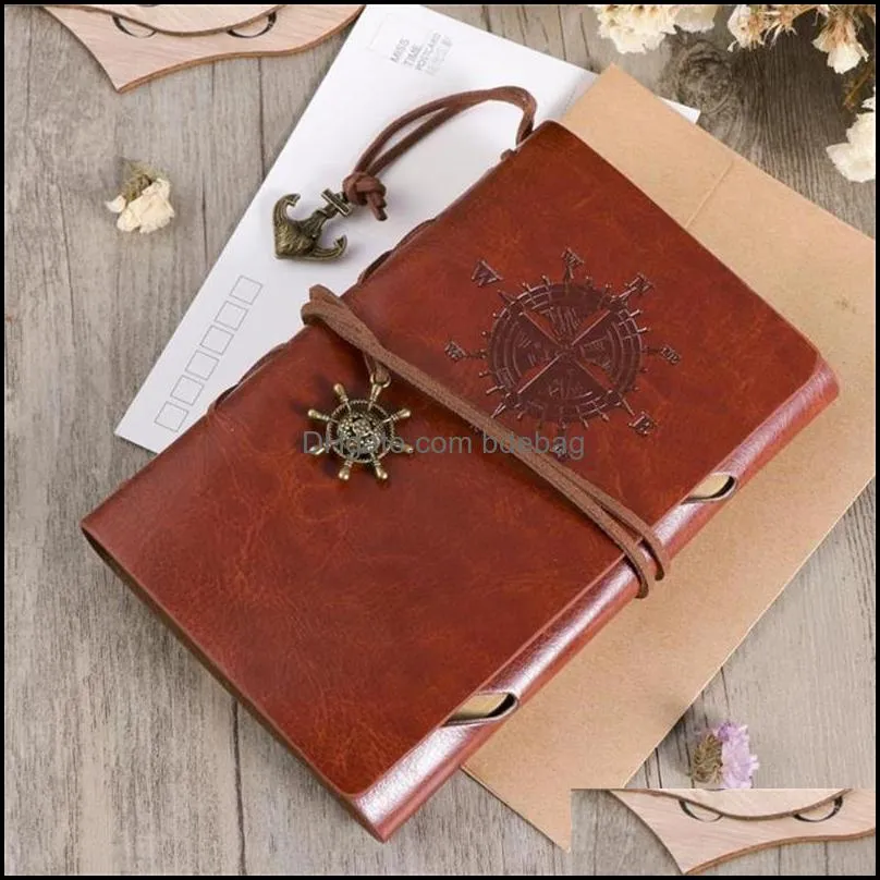 Retro Vintage Leather Cover Pirate Diary Notebook Blank Diary Pirate Design Paper Notebook Replaceable Traveler Flyer Notepad