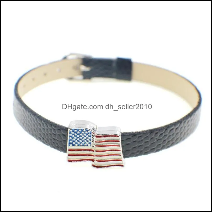 Wholesale 8mm American Flag slide charms fit for diy 8MM leather wristband bracelet fashion jewelry 1185 E3