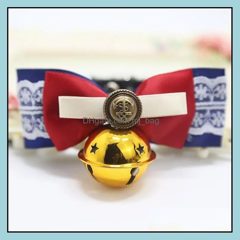 Pet Dog Tie Bow Tie Teddy Bowknot Cat Bell Collar Jewelry Handsome Gentleman Adjustable Cute Fashion