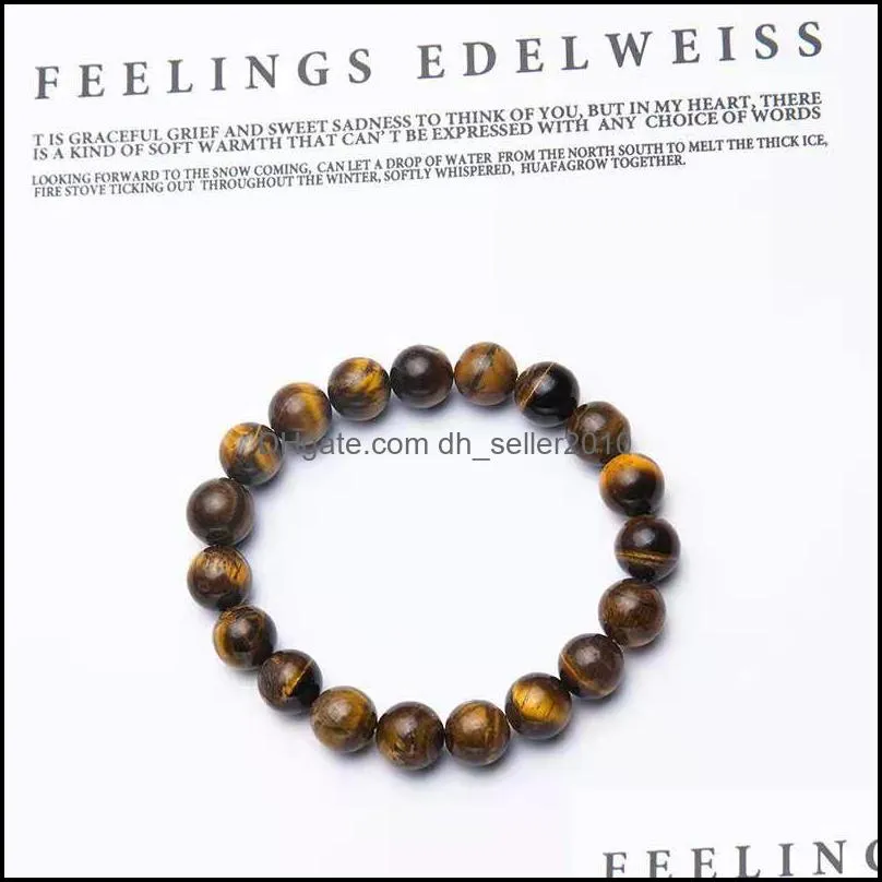 Strands Jewelry Drop Delivery 2021 Natural Tiger Eye Stone Beaded Bracelets 8Mm Yoga Balance Beads Buddha Prayer Elastic Bangles 442