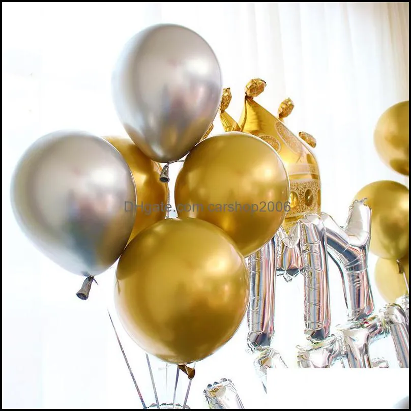 12 inch Glossy Decoration Metal Pearl Latex Balloons Thick Chrome Metallic Colors Inflatable Air Balls Wedding Birthday Party Decorative