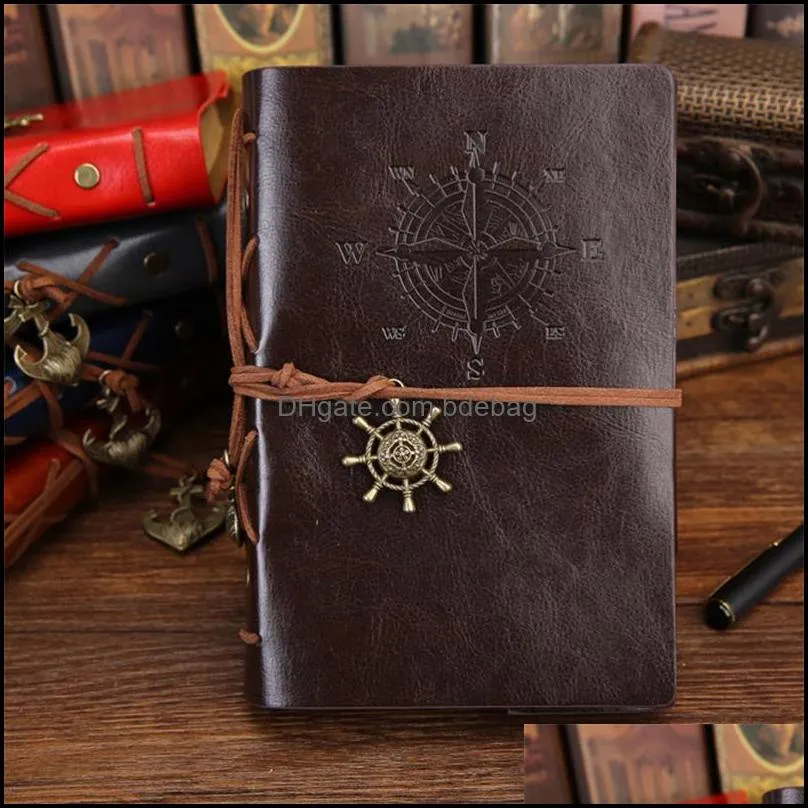 Retro Vintage Leather Cover Pirate Diary Notebook Blank Diary Pirate Design Paper Notebook Replaceable Traveler Flyer Notepad