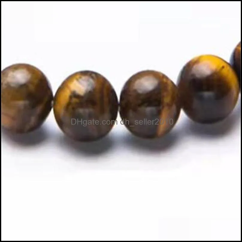 Strands Jewelry Drop Delivery 2021 Natural Tiger Eye Stone Beaded Bracelets 8Mm Yoga Balance Beads Buddha Prayer Elastic Bangles 442