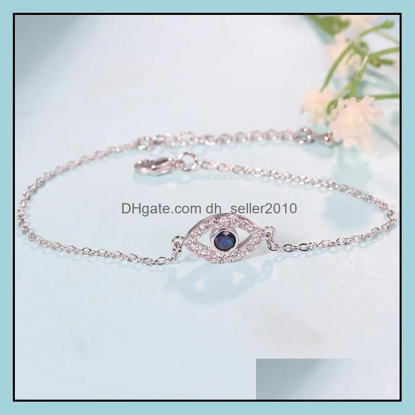 Fashion Vintage Evil Eye Charm Bracelet Crystal Zircon Chain Link Bracelets Bangles for Women Girls Statement Jewelry Gift 29 N2