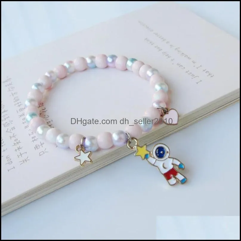Cute Popcorn beads Bracelet Friendship Glass Bracelets For Girls Star Moon Cloud Flower Jewelry Accessories Wholesale 5630 Q2