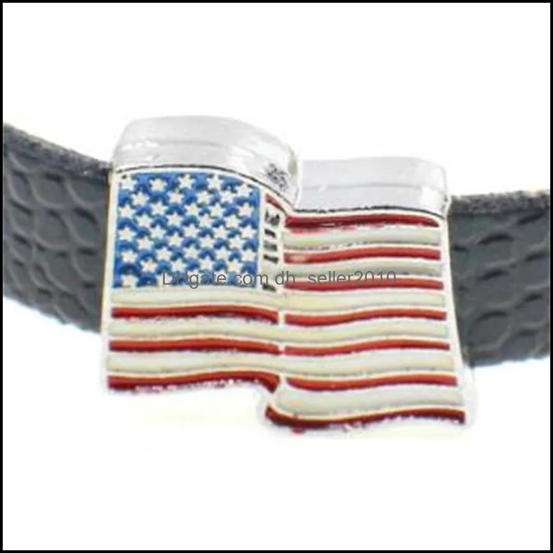 Wholesale 8mm American Flag slide charms fit for diy 8MM leather wristband bracelet fashion jewelry 1185 E3