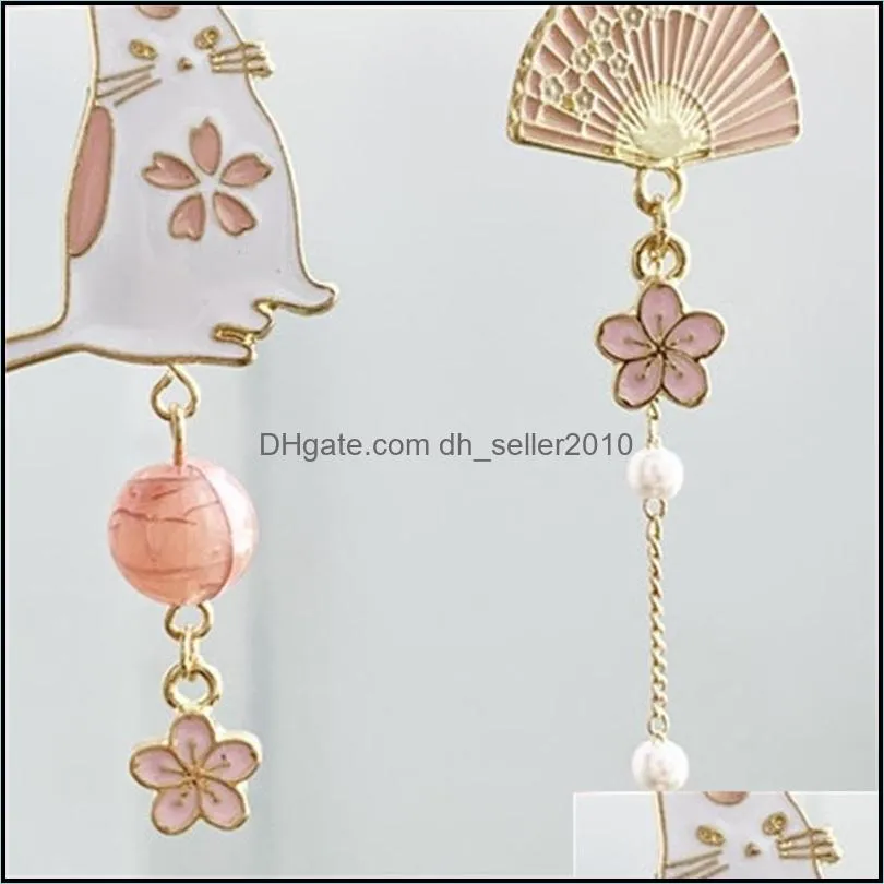 Korean Style Flower Cute Animal Dangle Earrings For Women Moon Stars Kitten Rabbit Balloon Asymmetric Earring Party Jewelry Gift 5593