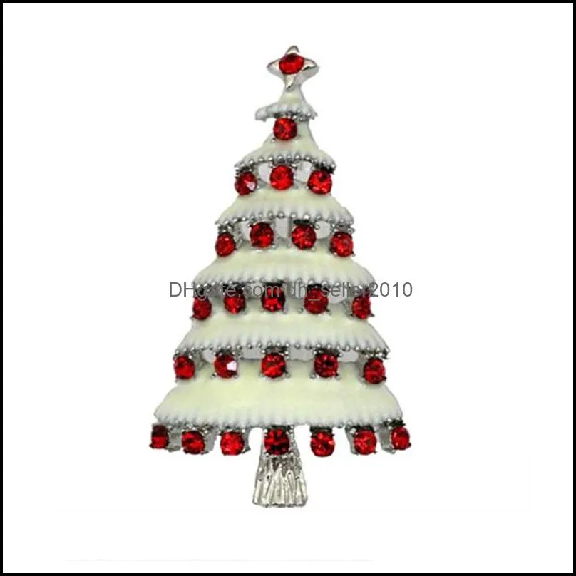 Christmas Tree Enamel Brooches For Women Men Inlaid Colorful Crystal Rhinestone Brooch Pins 1372 D3