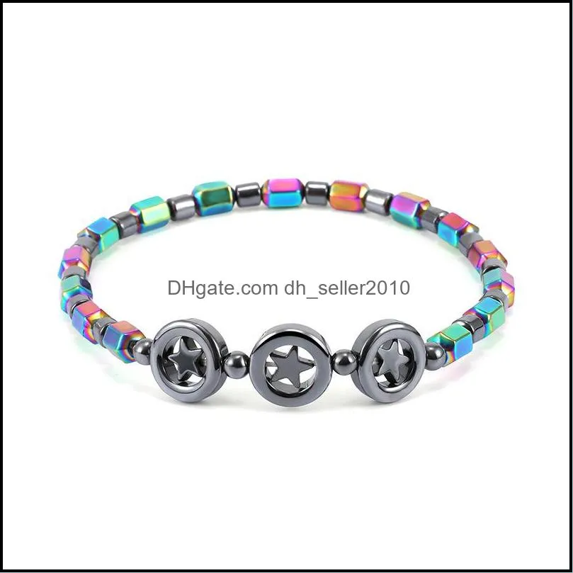 Magnetic oval hematite stone bead Anklets bracelet Rainbow Star women Summer beach Health Energy Healing anklets model foot Jewelry