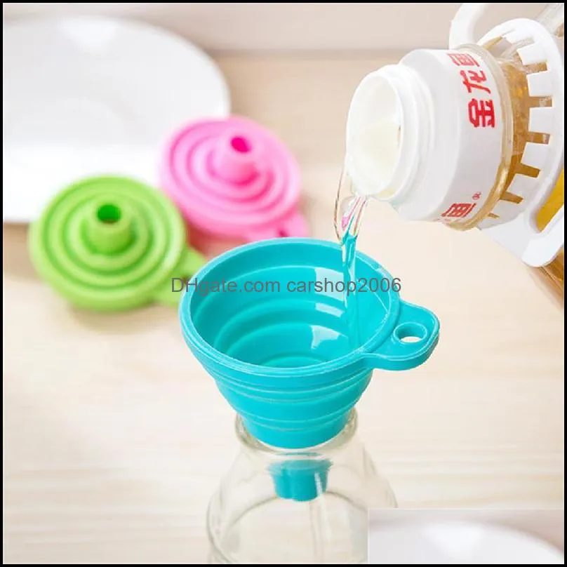 7.5cm Mini Foldable Funnel Silicone Collapsible Funnel Folding Portable Funnels Be Hung Household Liquid Dispensing Kitchen Tools
