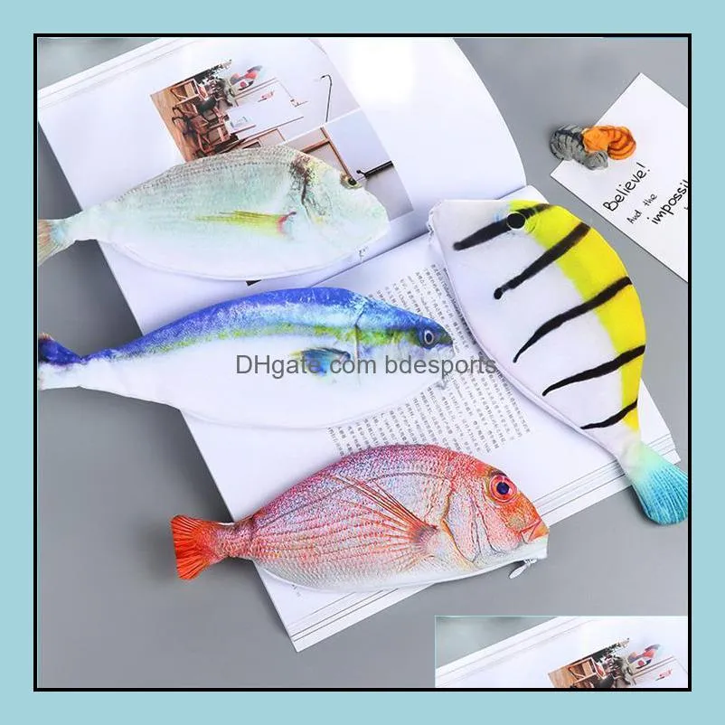 Super Imitation Sea Fish Pencil Case Kids Statonery Pencilcase Pen Bag Novelty Gifts Creative Fabric Pen Case School Supplies