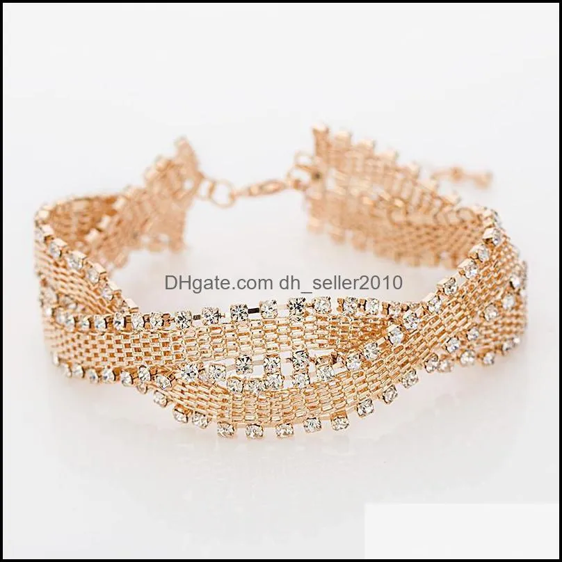 link The girl a gift Wedding Bracelets & Bangles New Arrival full star super shiny rhinestone crystal silver ladies link chains 273 J2