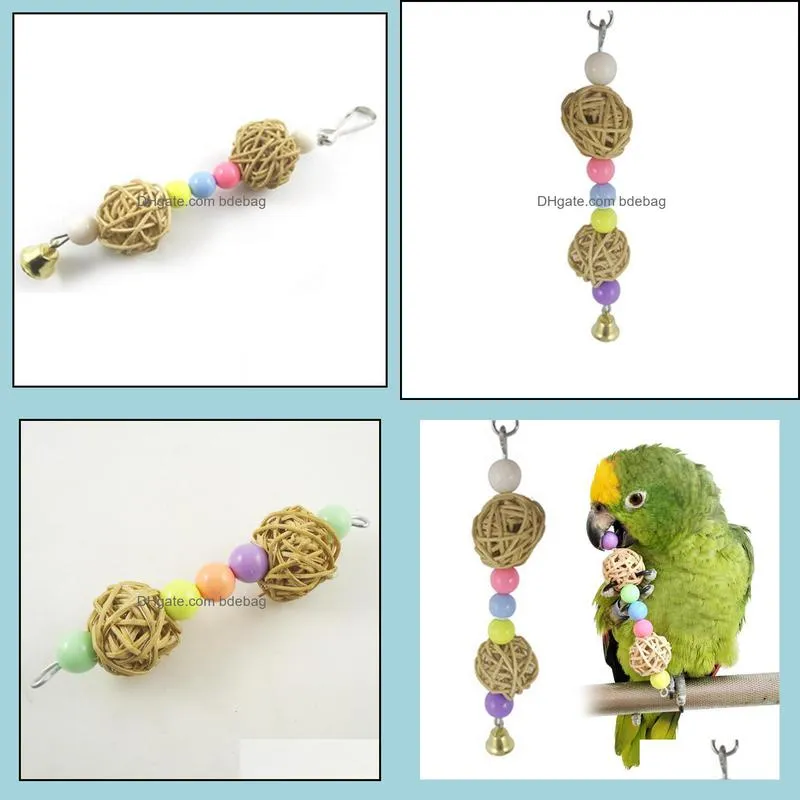 Parrot Pet Bird Chew Cage Hanging Toy Rope Cave Ladder Chew Toy Colors High Quality Rat Mouse Beaded Twisted toy