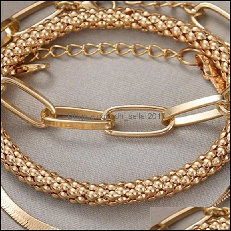 3PCS/Set Fashion Thick Chain Link Bracelets Bangles For Women Vintage Snake Chain Gold Silver Color Bracelets Set Punk Jewelry 5597 Q2