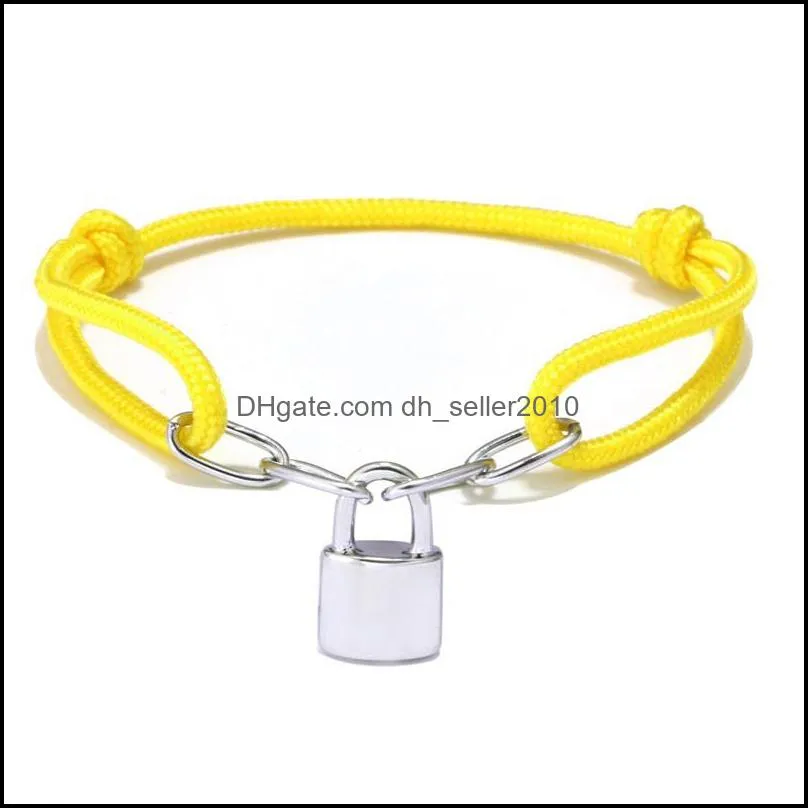 Fashion Lock Charm Bracelet For Women Men Jewellery Silvery Padlock Retractable Rope Bracelet Bangle Couple Jewelry 2020 89 W2