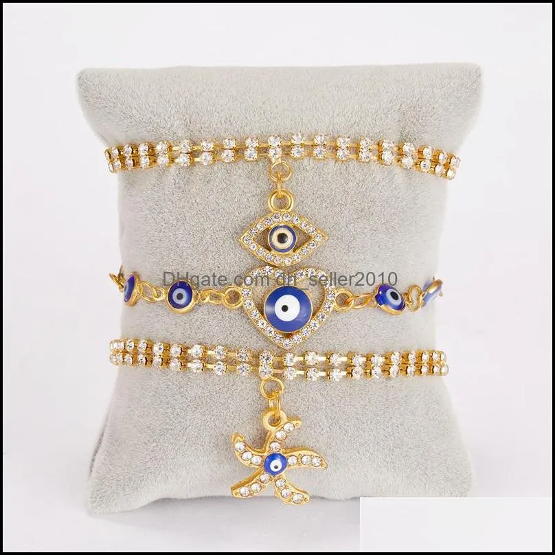 Classic Turkish Evil Eye Bracelet for Women Luxury AAA Cubic Zircon CZ Hamsa Hand Charm Bracelet Trend Female Party Jewelry Gift 5633