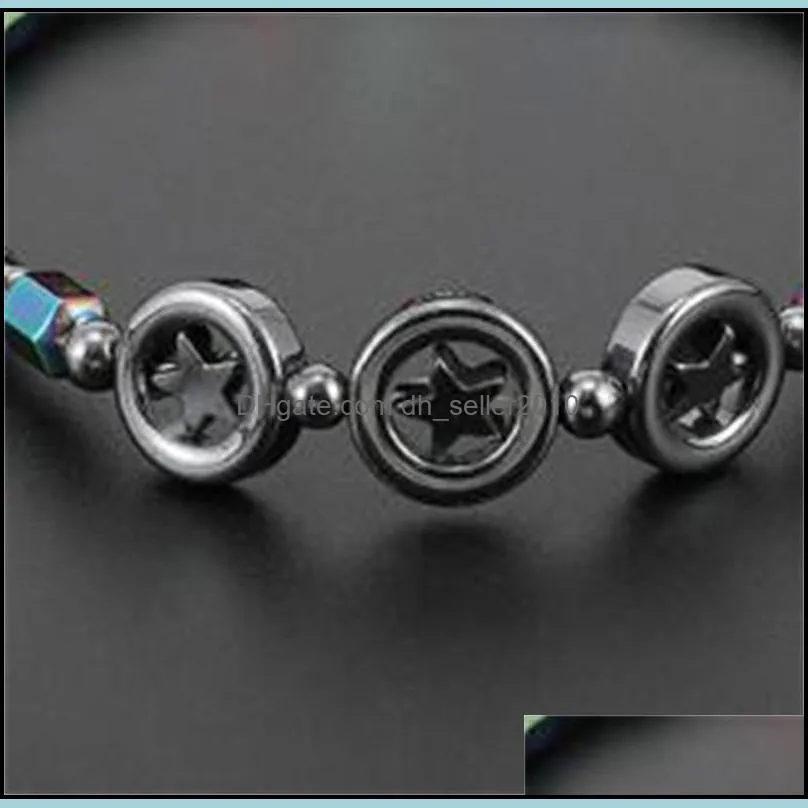Magnetic oval hematite stone bead Anklets bracelet Rainbow Star women Summer beach Health Energy Healing anklets model foot Jewelry